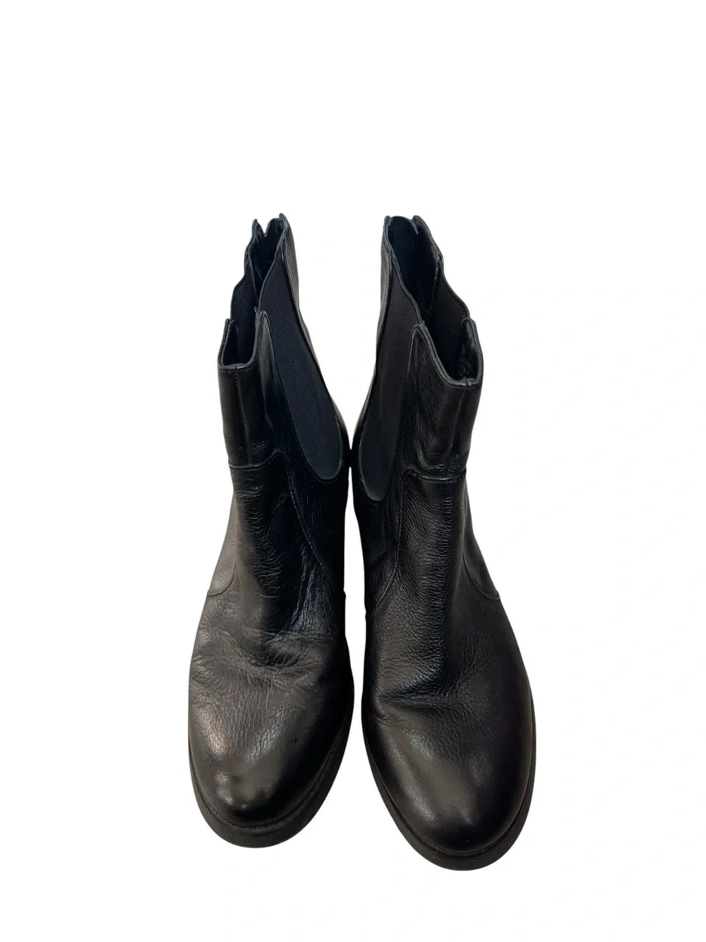 Etienne Aigner Black Leather Chelsea Ankle Boots Women’s Size 8 Zip Block Heel